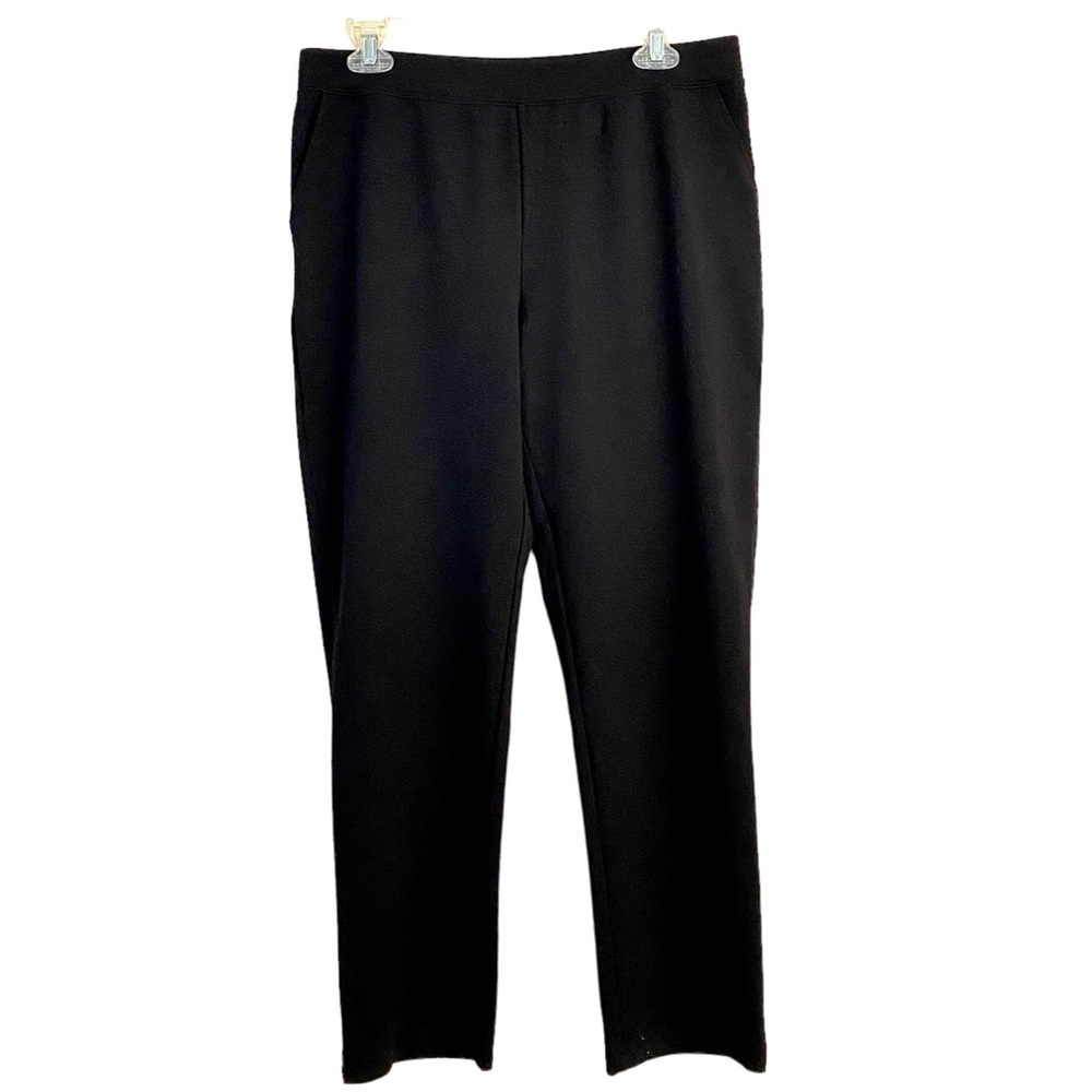 Chico’s Black Ponte Knit Pants Size 8/M Short Traveler Cropped Straight Leg